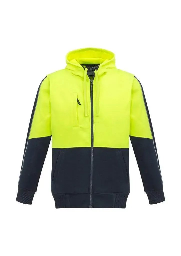 Syzmik Workwear Unisex Hi Vis Full Zip Hoodie ZT485 Work Wear Syzmik XXS Yellow/Navy